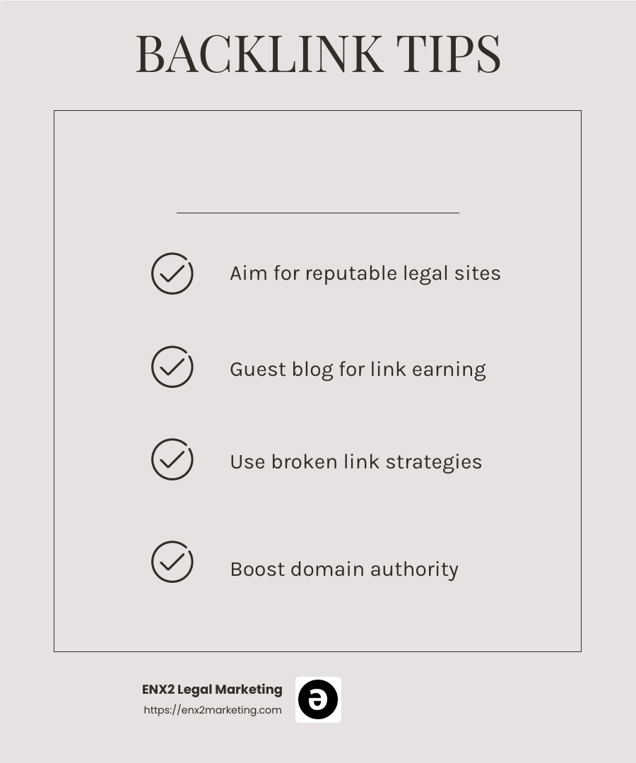 Backlinks from reputable sources increase domain authority - SEO for bankruptcy lawyers infographic checklist-light-beige