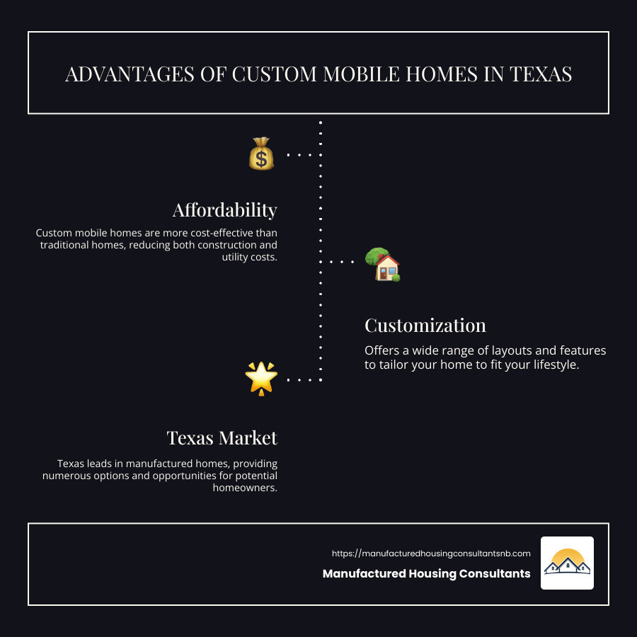 infographic about cost, customization, and benefits of mobile homes in Texas - custom mobile homes texas infographic infographic-line-3-steps-dark infographic about cost, customization, and benefits of mobile homes in Texas - custom mobile homes texas infographic infographic-line-3-steps-dark