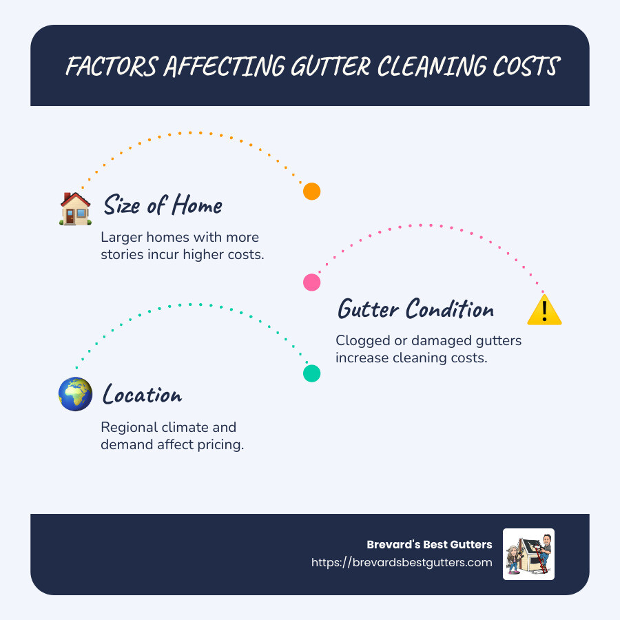 Infographic on Gutter Cleaning Cost Factors and Services - gutter cleaning services cost infographic infographic-line-3-steps-blues-accent_colors
