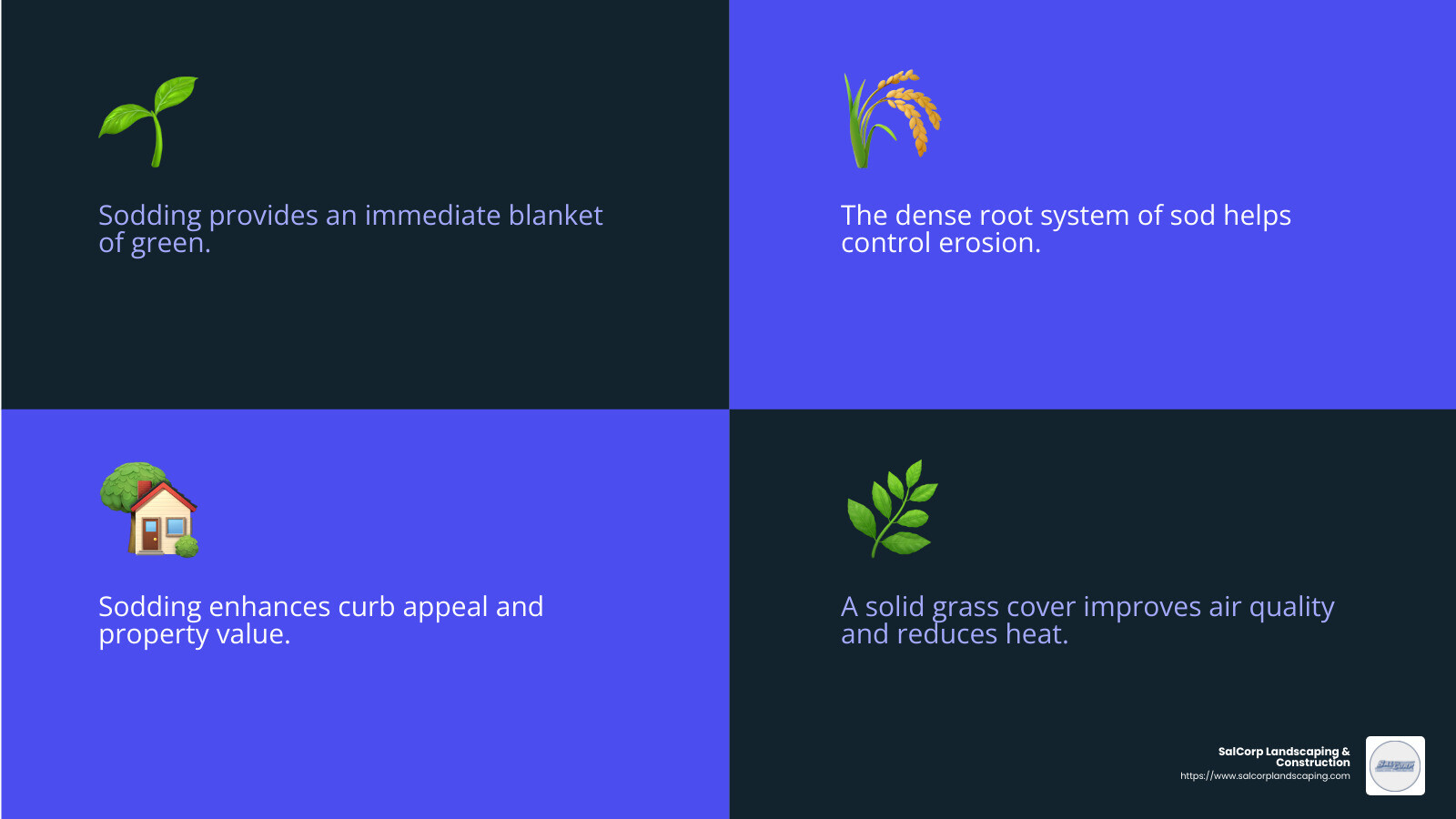 Sodding Landscaping Benefits - sodding landscaping infographic 4_facts_emoji_blue