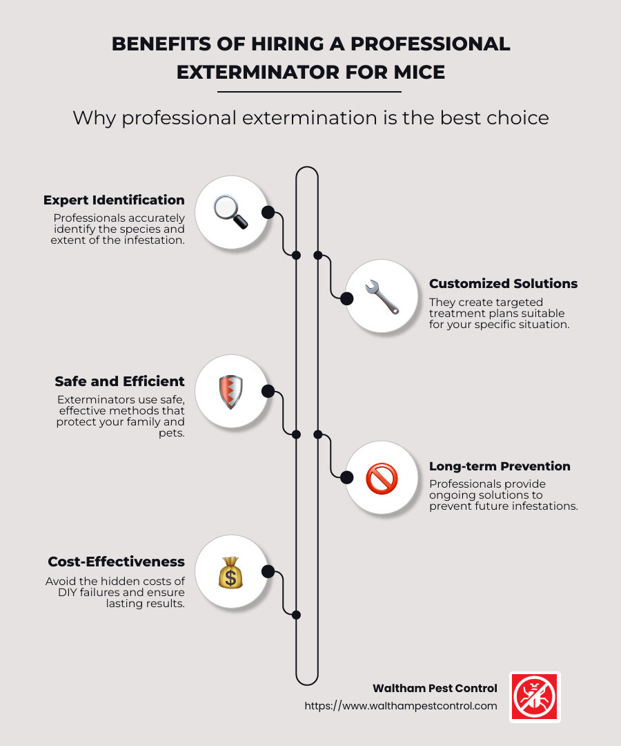 Effective Mouse Extermination Process - professional exterminator for mice infographic infographic-line-5-steps-neat_beige