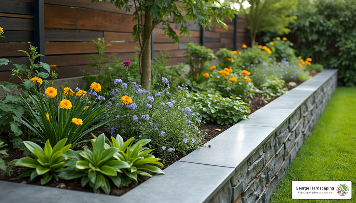 Modern retaining wall in a serene garden setting - Modern retaining wall designs
