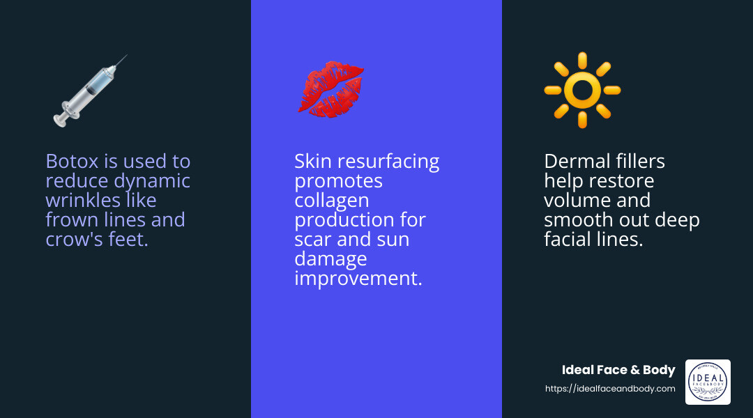 Dermal fillers can improve facial features and smooth lines - Non-surgical cosmetic procedures infographic 3_facts_emoji_blue