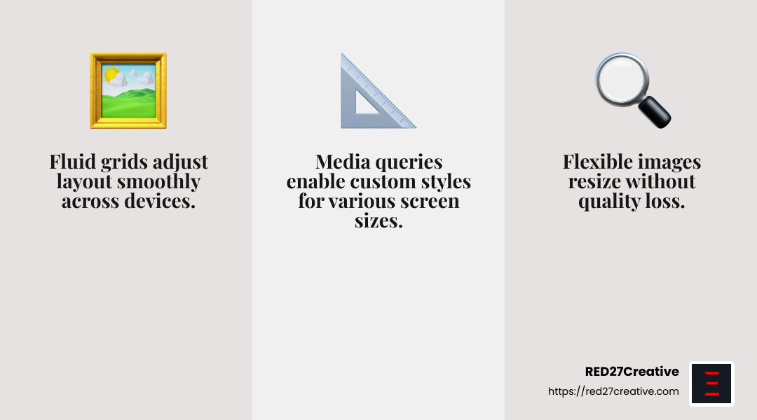 Responsive Design Demystified: Building Websites for All Devices • responsive website development • RED27Creative Media queries allow you to apply different styles for different screen sizes - responsive website development infographic 3_facts_emoji_grey