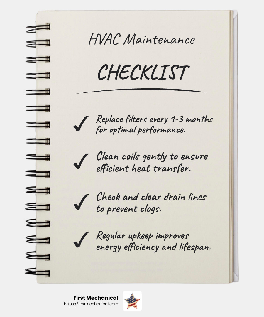 Regular maintenance can reduce the need for repairs and maximize efficiency. - HVAC installation and maintenance infographic checklist-notebook