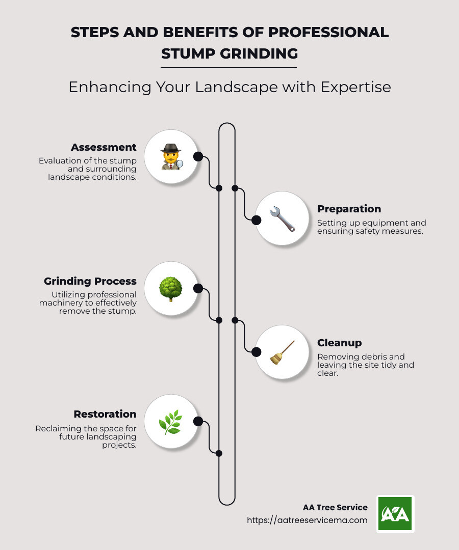 Steps and benefits of professional stump grinding - local stump grinding infographic infographic-line-5-steps-neat_beige Steps and benefits of professional stump grinding - local stump grinding infographic infographic-line-5-steps-neat_beige