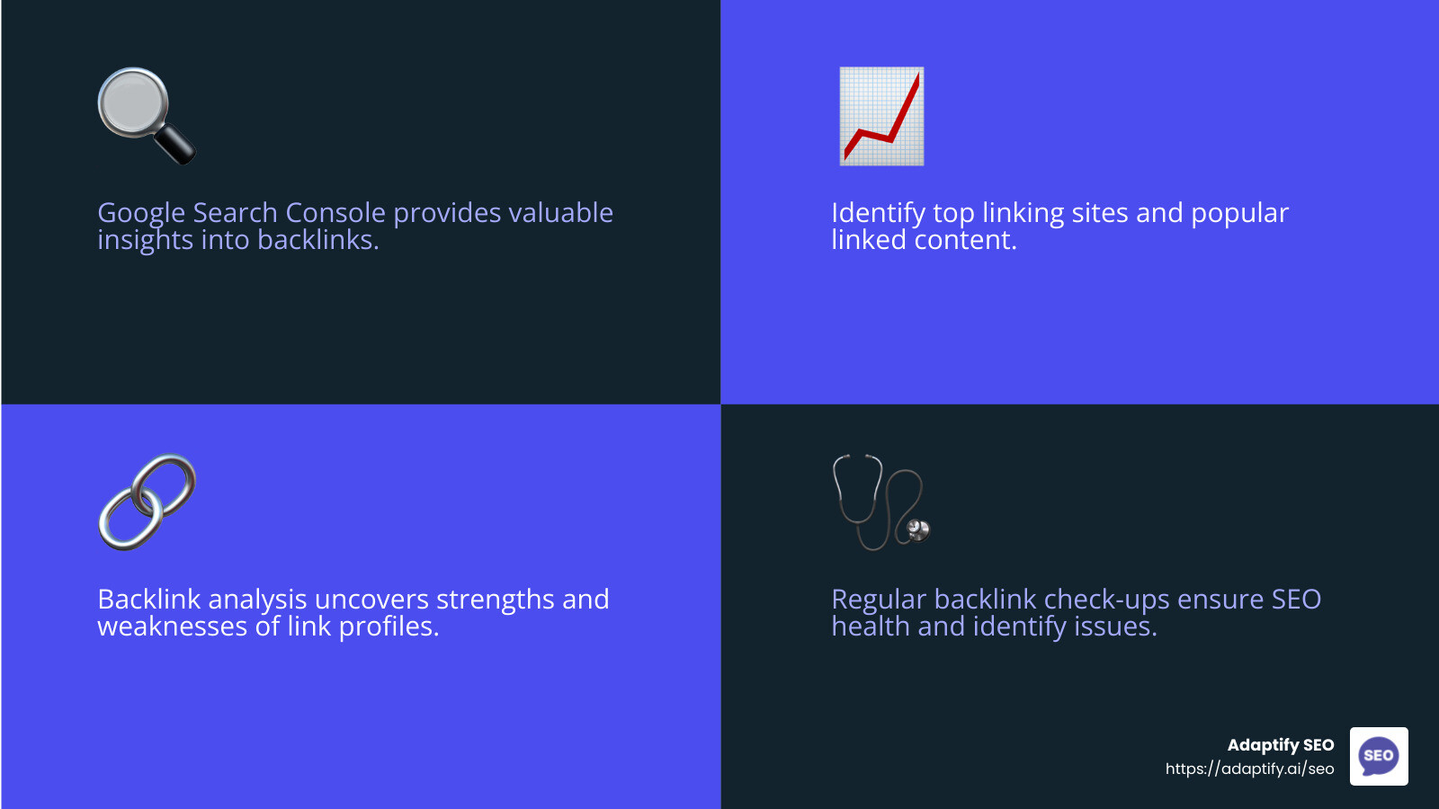 Backlink analysis ensuring SEO health - test backlinks infographic 4_facts_emoji_blue