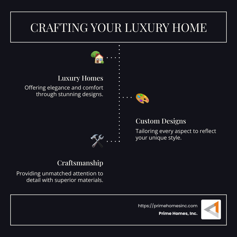 Luxury Home Building Company Snapshot: Services and Expertise - luxury home building company infographic infographic-line-3-steps-dark