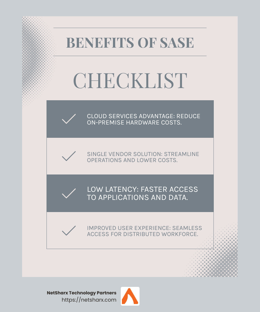 Reduced Complexity and Costs - secure access service edge infographic checklist-light-blue-grey