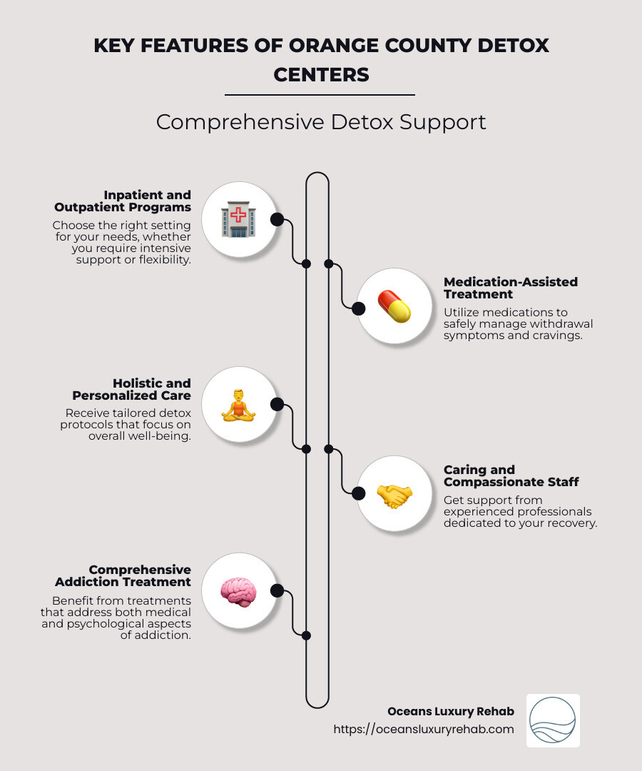 Detailed infographic on Orange County detox center services - orange county detox centers infographic infographic-line-5-steps-neat_beige