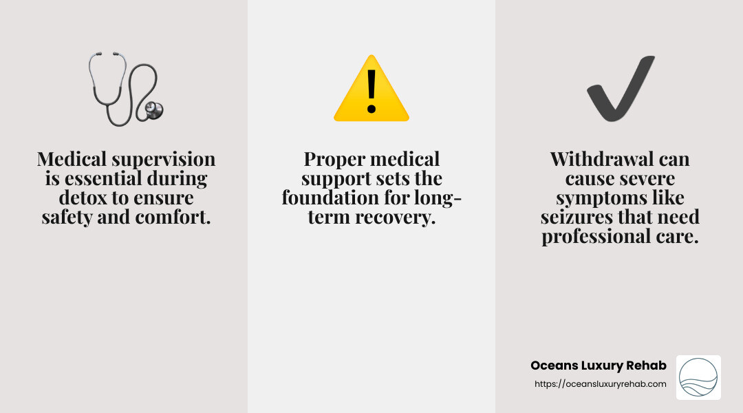 Medical supervision is crucial during detox - orange county detox centers infographic 3_facts_emoji_grey