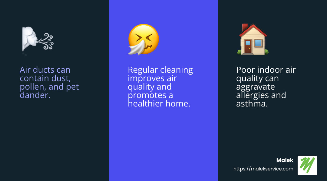 Importance of Indoor Air Quality - Air duct cleaning Bryan TX infographic 3_facts_emoji_blue