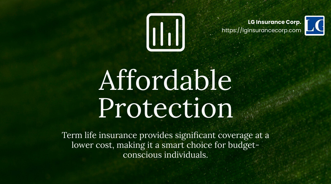 Term life insurance is often more affordable than whole life insurance, making it a popular choice for those seeking cost-effective coverage - miami whole life insurance infographic simple-stat-landscape-green