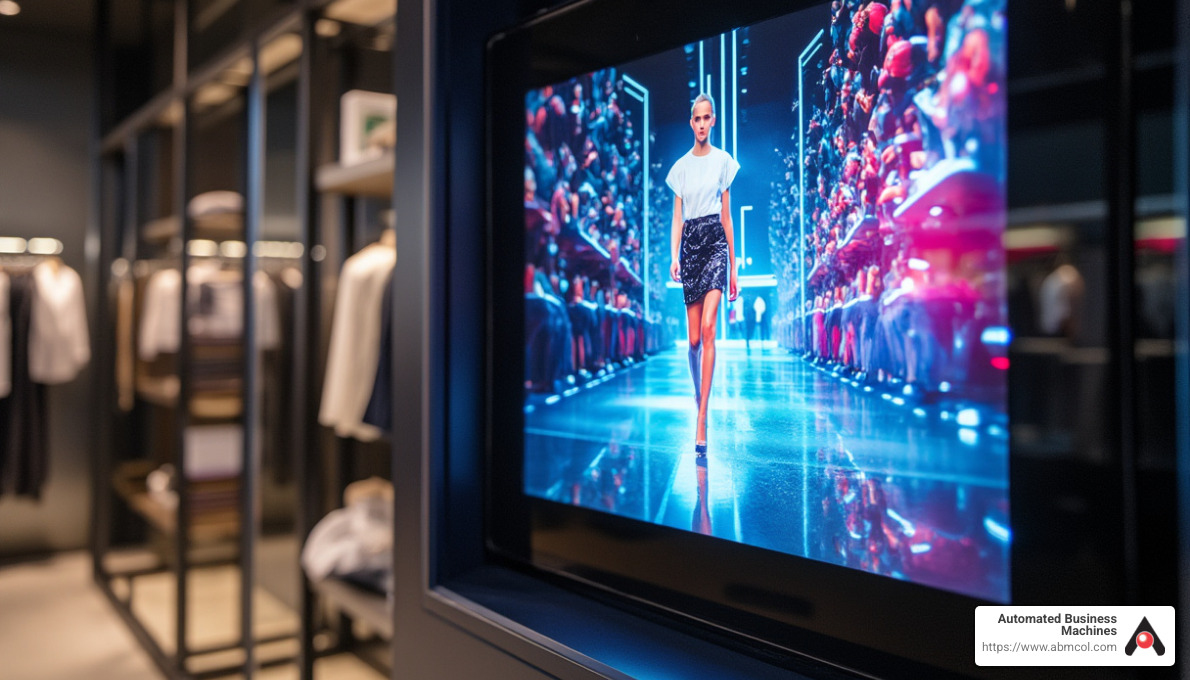Example of multimedia content on a digital screen - digital signage creative services