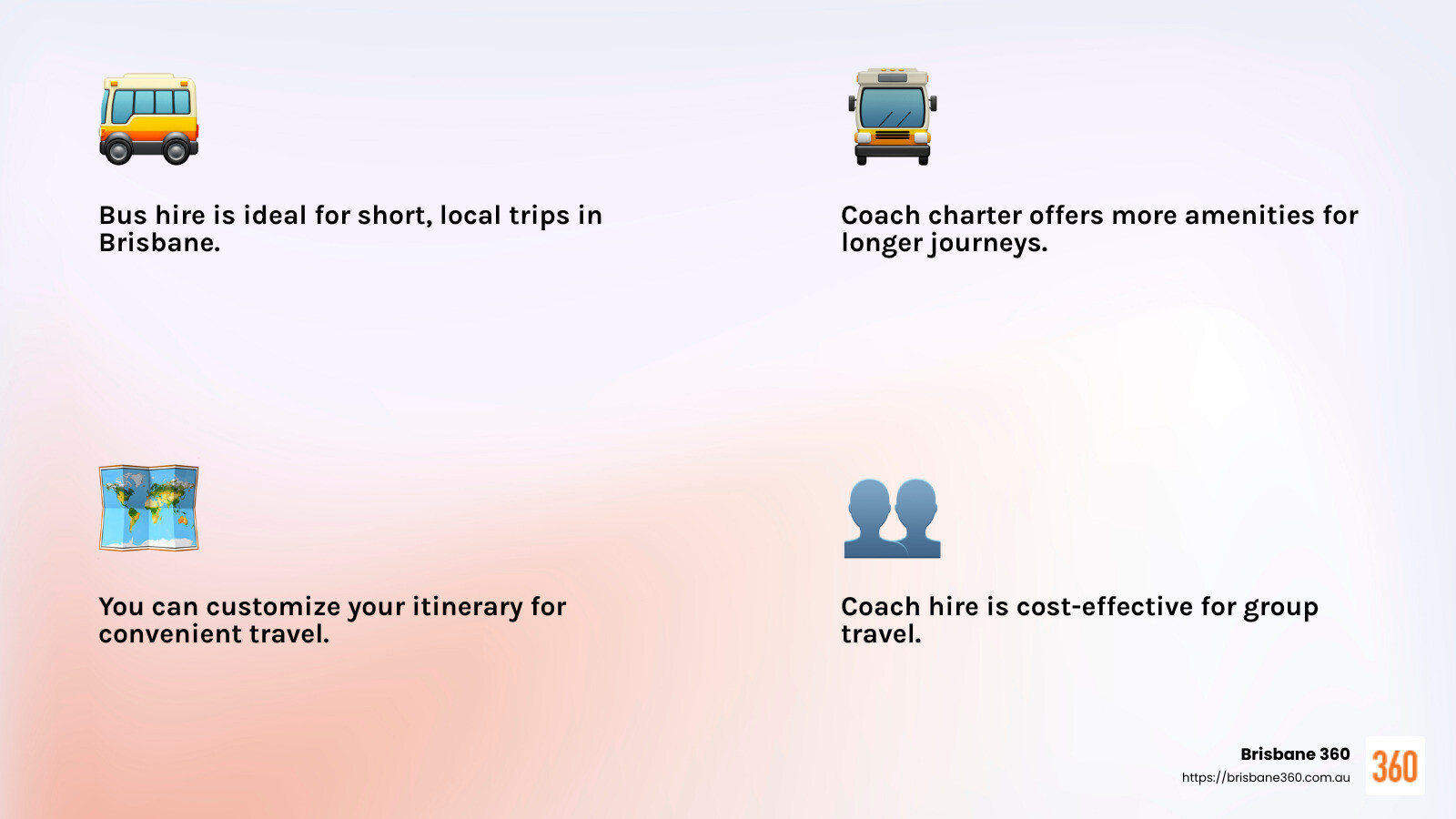 Brisbane Coach Hire: Safe and Reliable Transport - coach hire Brisbane infographic 4_facts_emoji_light-gradient