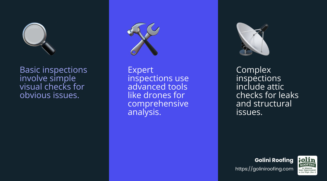 Roof inspection purpose and types infographic - what is a roof inspection infographic 3_facts_emoji_blue