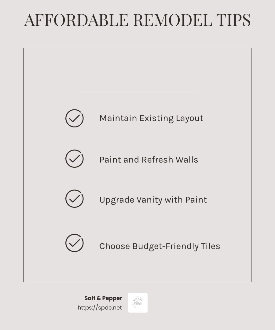 Affordable bathroom remodeling tips infographic - Affordable bathroom remodeling infographic checklist-light-beige