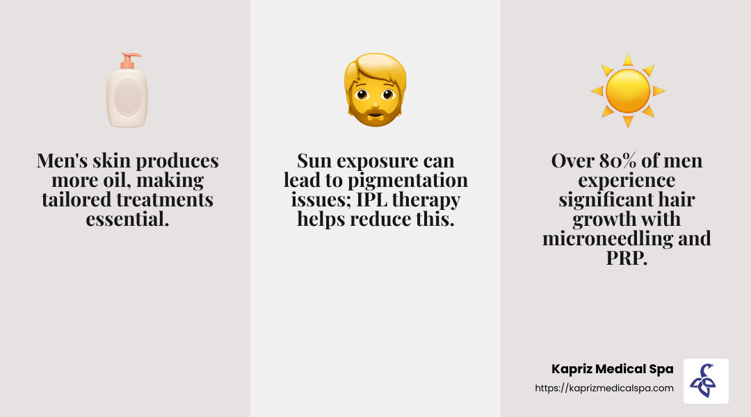 Men's skin care needs are unique, and Kapriz Medical Spa offers targeted treatments to address them. - premier med spa jacksonville fl infographic 3_facts_emoji_grey Men's skin care needs are unique, and Kapriz Medical Spa offers targeted treatments to address them. - premier med spa jacksonville fl infographic 3_facts_emoji_grey