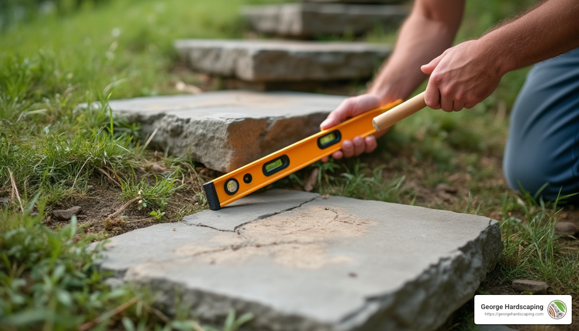 Stone Step Installation - how to install stone steps on a slope