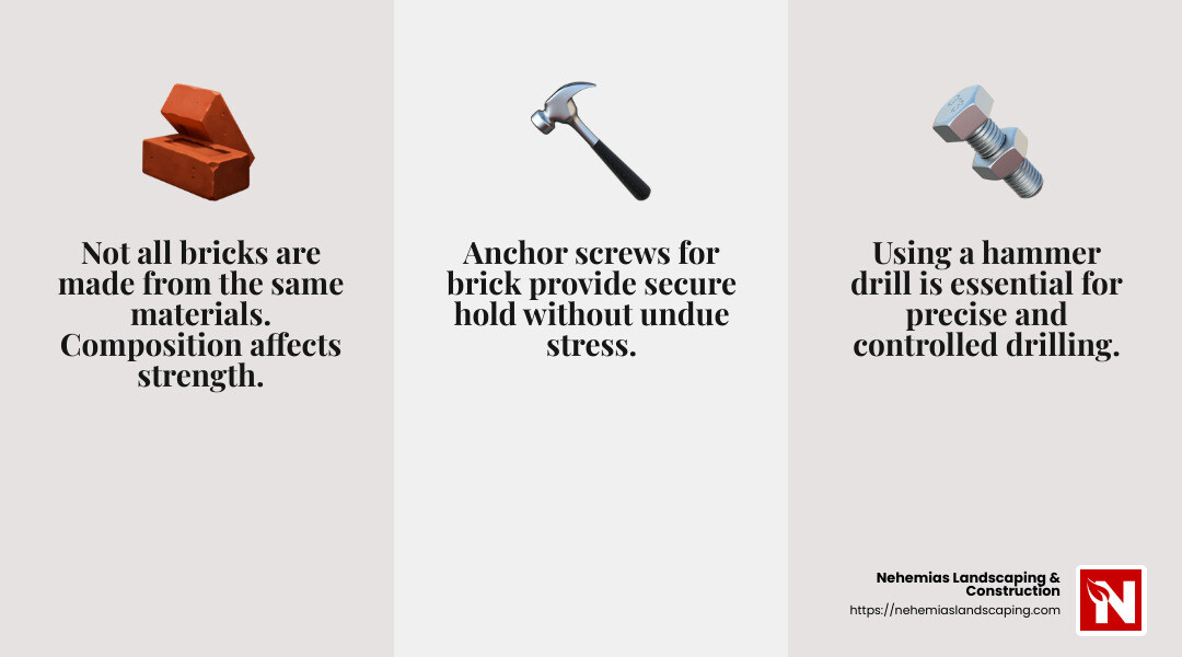 Brick drilling issues infographic - how to install railing on brick stairs infographic 3_facts_emoji_grey