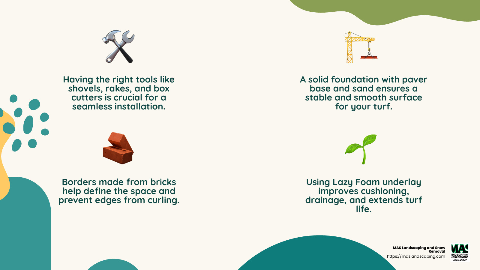 Outdoor grass carpet installation tools and materials - outdoor grass carpet installation infographic 4_facts_emoji_nature