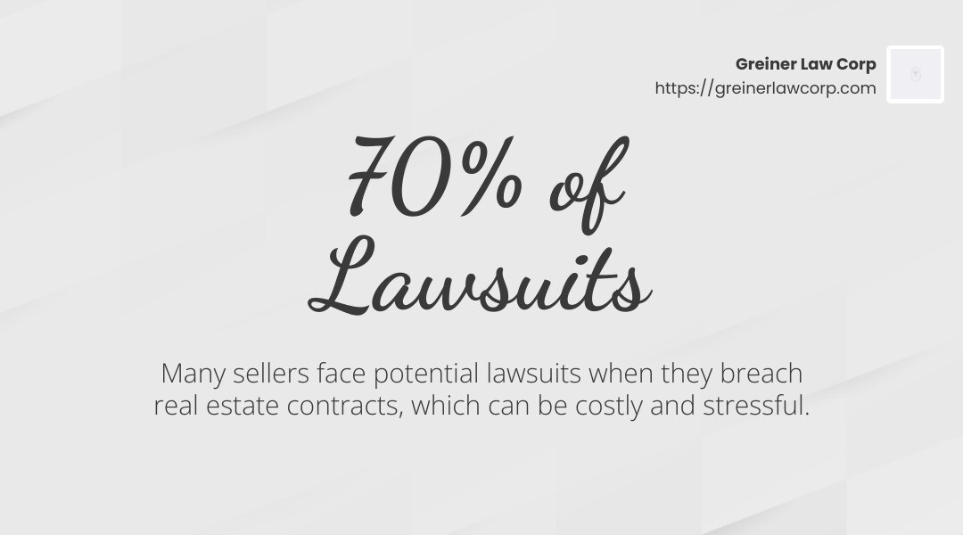 Legal battles can be expensive, stressful, and time-consuming. - breaking a real estate contract seller infographic simple-stat-landscape-light