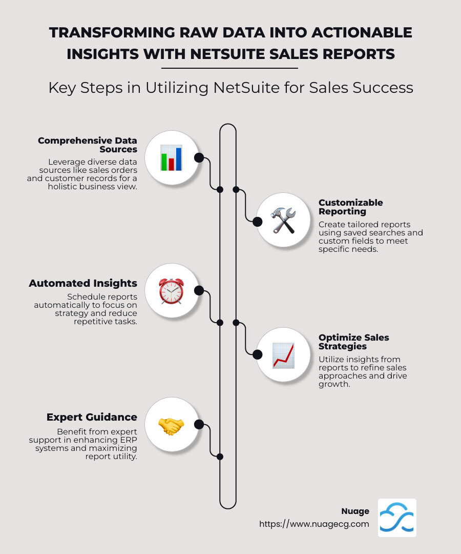 NetSuite Sales Reporting Workflow: From Data to Insight - netsuite sales reports infographic infographic-line-5-steps-neat_beige