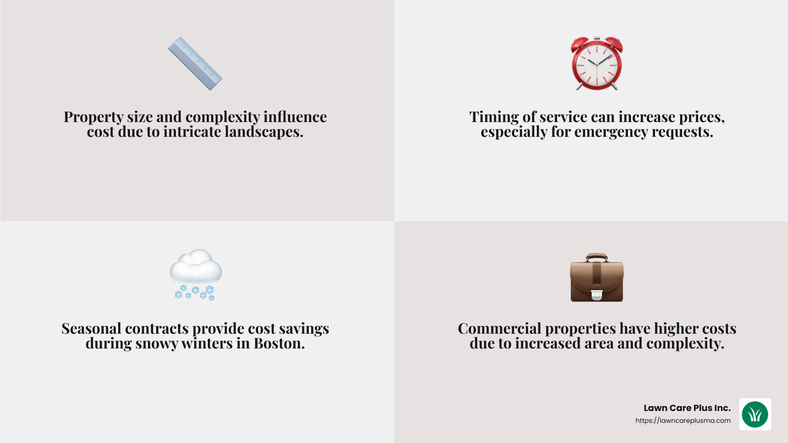 Snow removal cost factors - snow removal services boston ma infographic 4_facts_emoji_grey