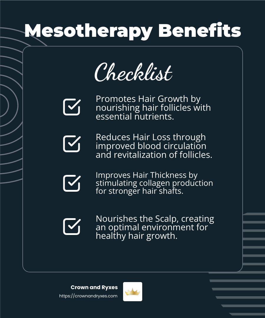 Mesotherapy Benefits - mesotherapy hair loss infographic checklist-dark-blue