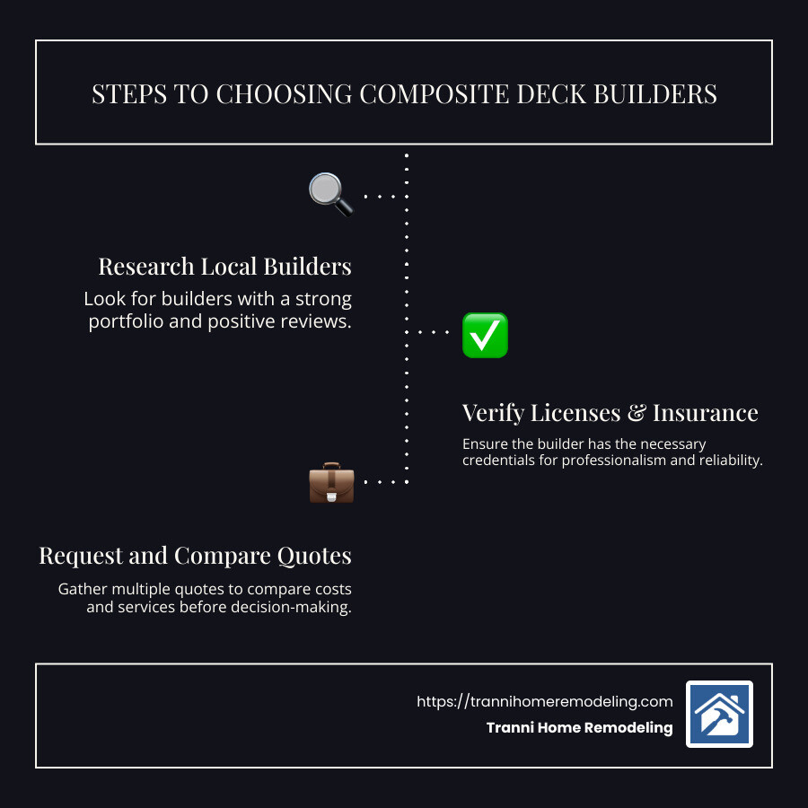How to Choose a Deck Builder - composite deck builders in my area infographic infographic-line-3-steps-dark