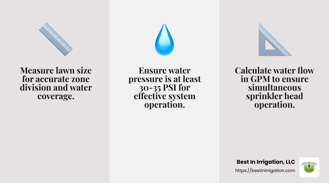 Water Flow and Pressure - new sprinkler system installation infographic 3_facts_emoji_grey
