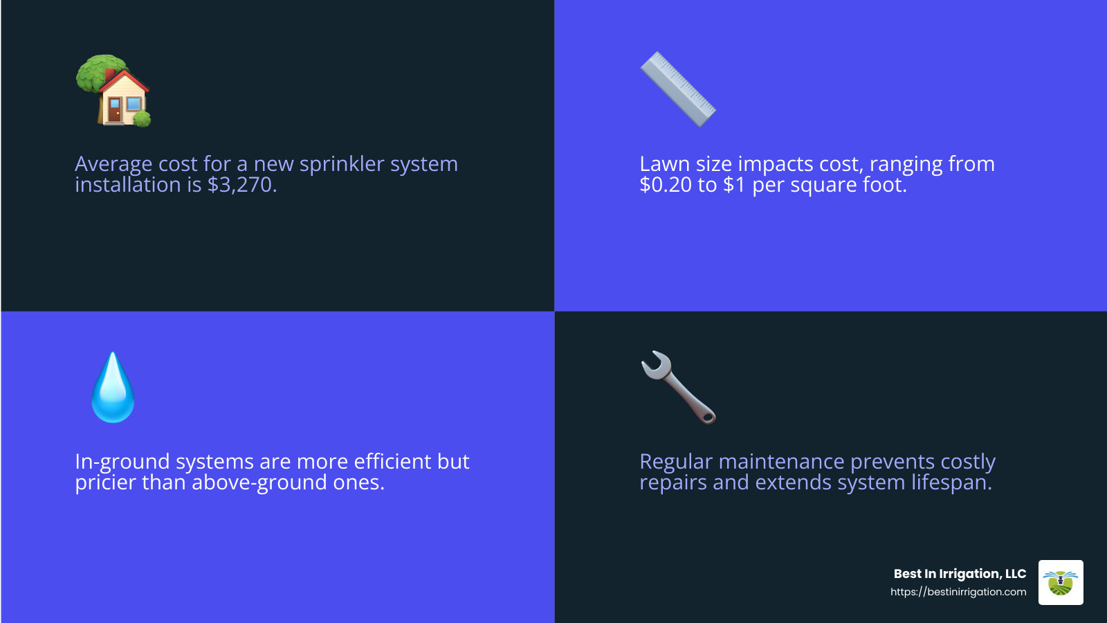 Average cost of sprinkler system installation - new sprinkler system installation infographic 4_facts_emoji_blue
