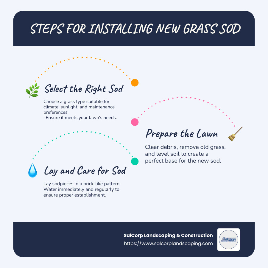Steps for Installing New Grass Sod - Infographic - installing new grass sod infographic infographic-line-3-steps-blues-accent_colors