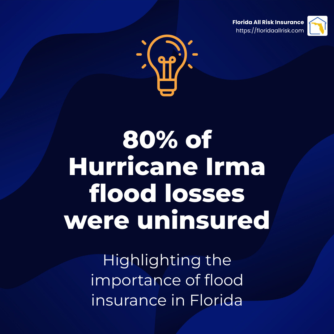 80% of Hurricane Irma flood losses were uninsured - florida flooding infographic simple-stat-lightbulb