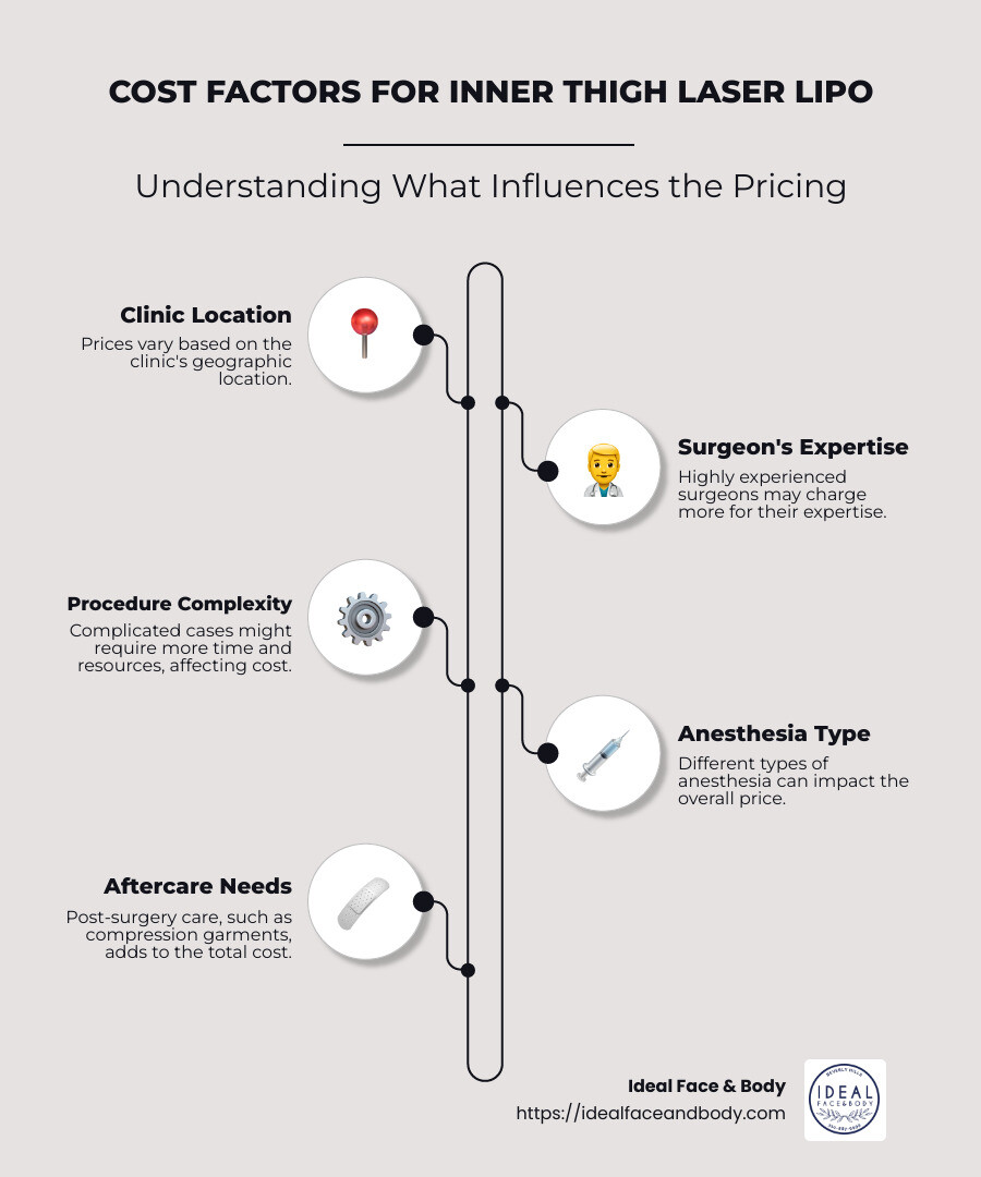 Overview of Inner Thigh Laser Lipo Benefits and Costs - cost of laser lipo on inner thighs infographic infographic-line-5-steps-neat_beige