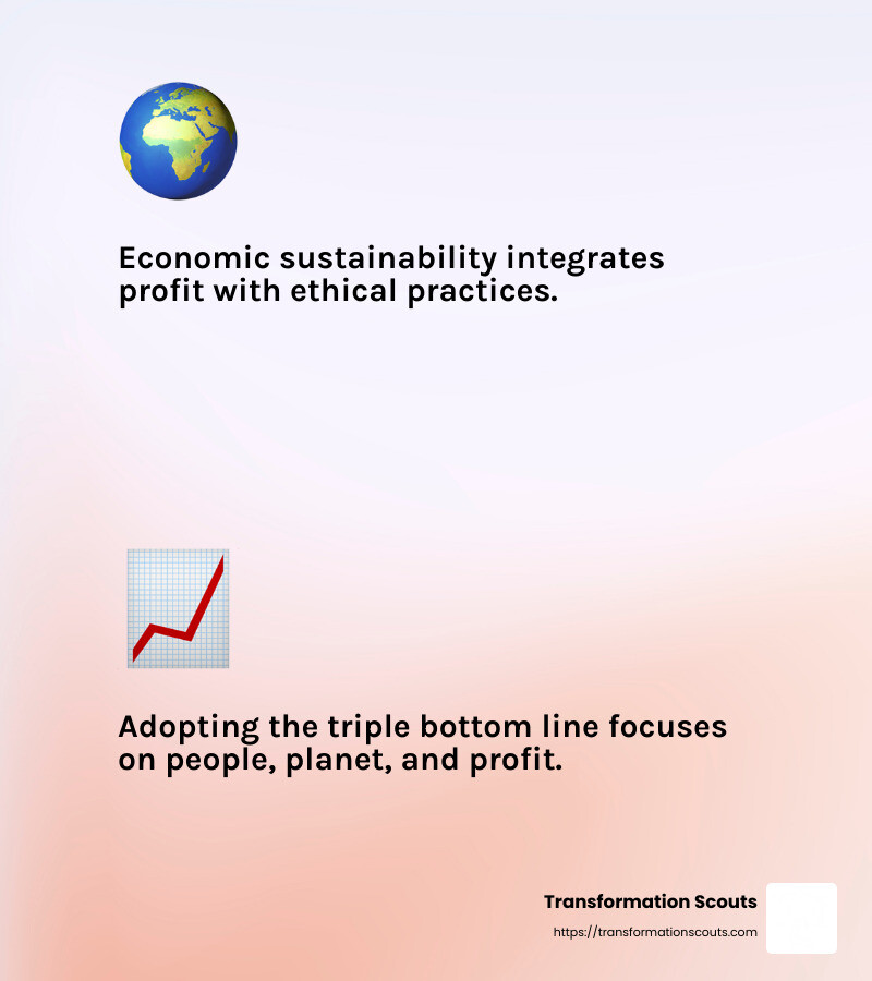 Economic sustainability involves balancing profit with ethical practices. - business sustainability strategies infographic 2_facts_emoji_light-gradient