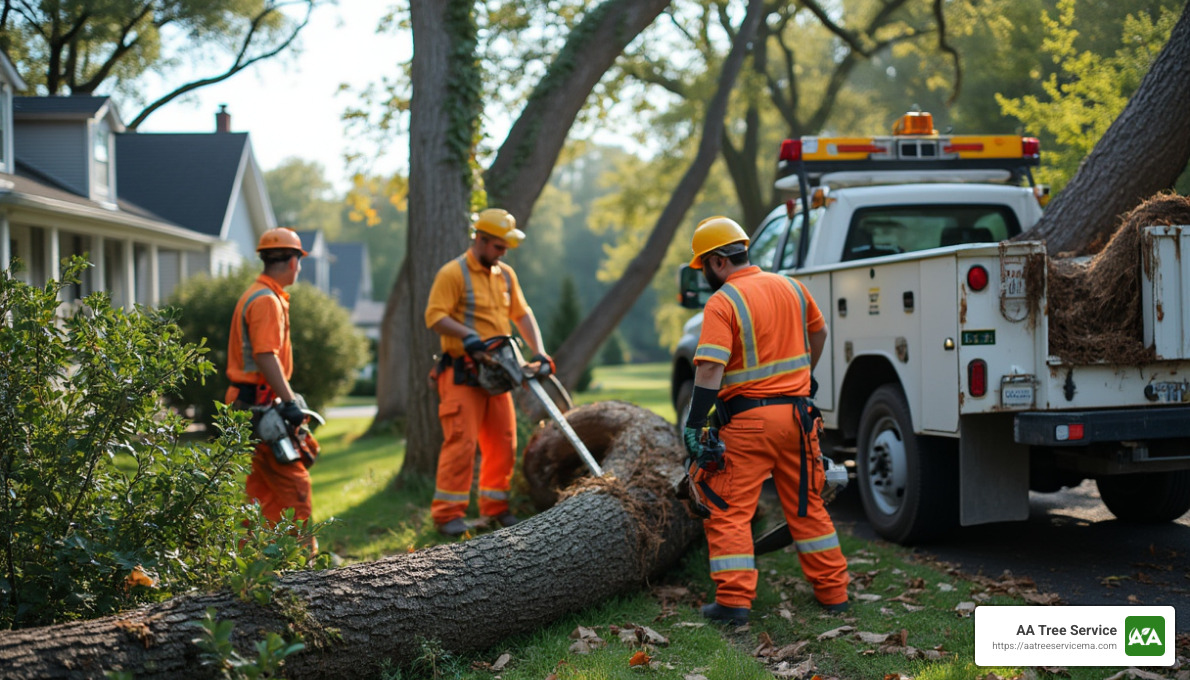 Emergency tree service team in action - Same-day tree service NH