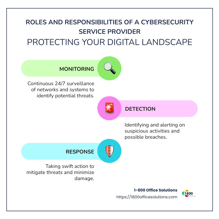 Infographic: Roles and Responsibilities of a Cybersecurity Service Provider including Monitoring, Detection, Response, and Data Management - cybersecurity service provider infographic infographic-line-3-steps-colors Infographic: Roles and Responsibilities of a Cybersecurity Service Provider including Monitoring, Detection, Response, and Data Management - cybersecurity service provider infographic infographic-line-3-steps-colors