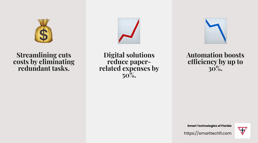 Cost efficiency is a major benefit of streamlining processes - benefits of streamlining business processes infographic 3_facts_emoji_grey