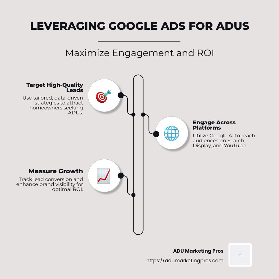 Google Ads workflow for ADUs - Google Ads ADU infographic infographic-line-3-steps-neat_beige