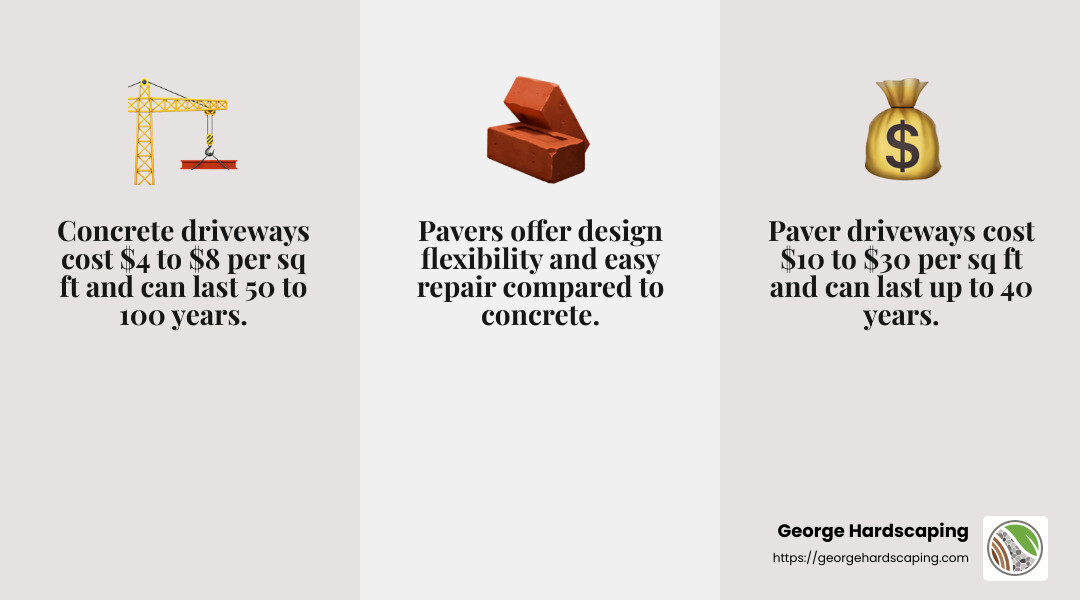 Pavers offer greater design flexibility and durability compared to concrete. - cost for driveway pavers infographic 3_facts_emoji_grey
