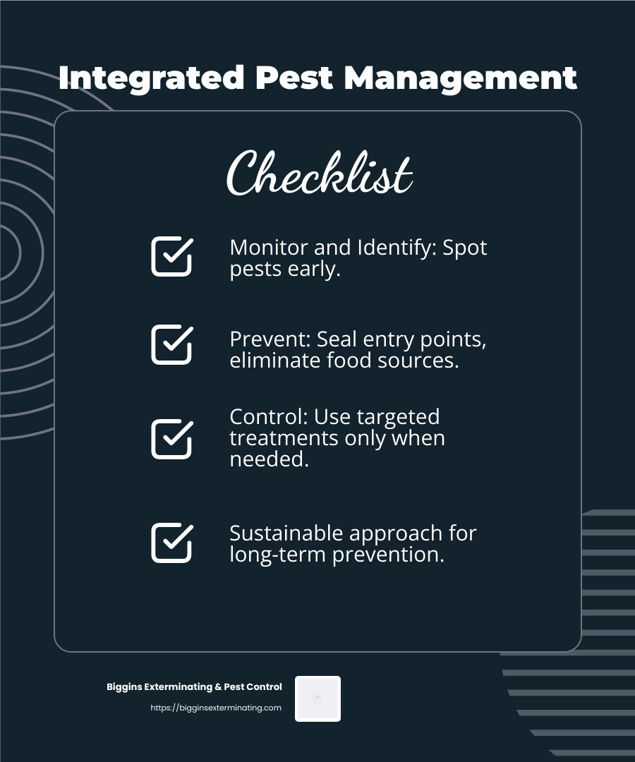 Integrated Pest Management infographic - eco friendly pest control near me infographic checklist-dark-blue