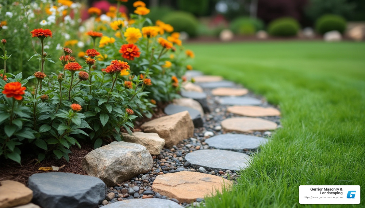 Natural stone garden borders - Stone garden edging