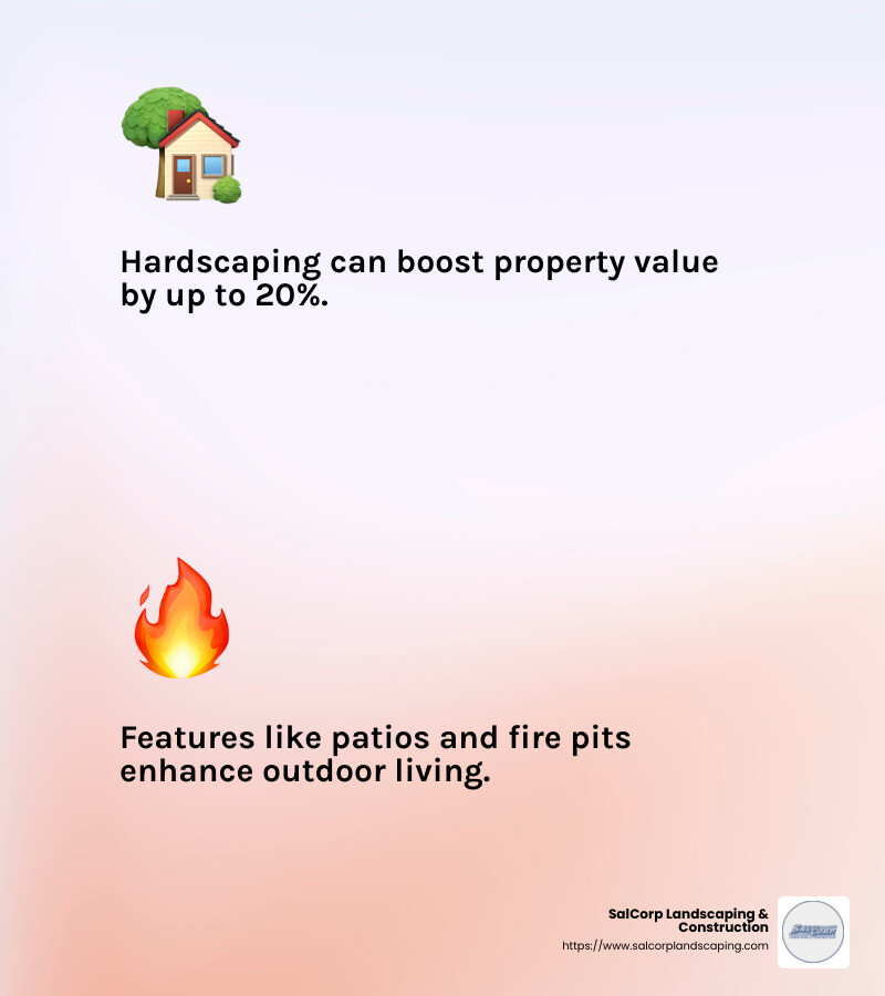 Hardscaping can boost property value by up to 20% - hardscaping contractor near me infographic 2_facts_emoji_light-gradient