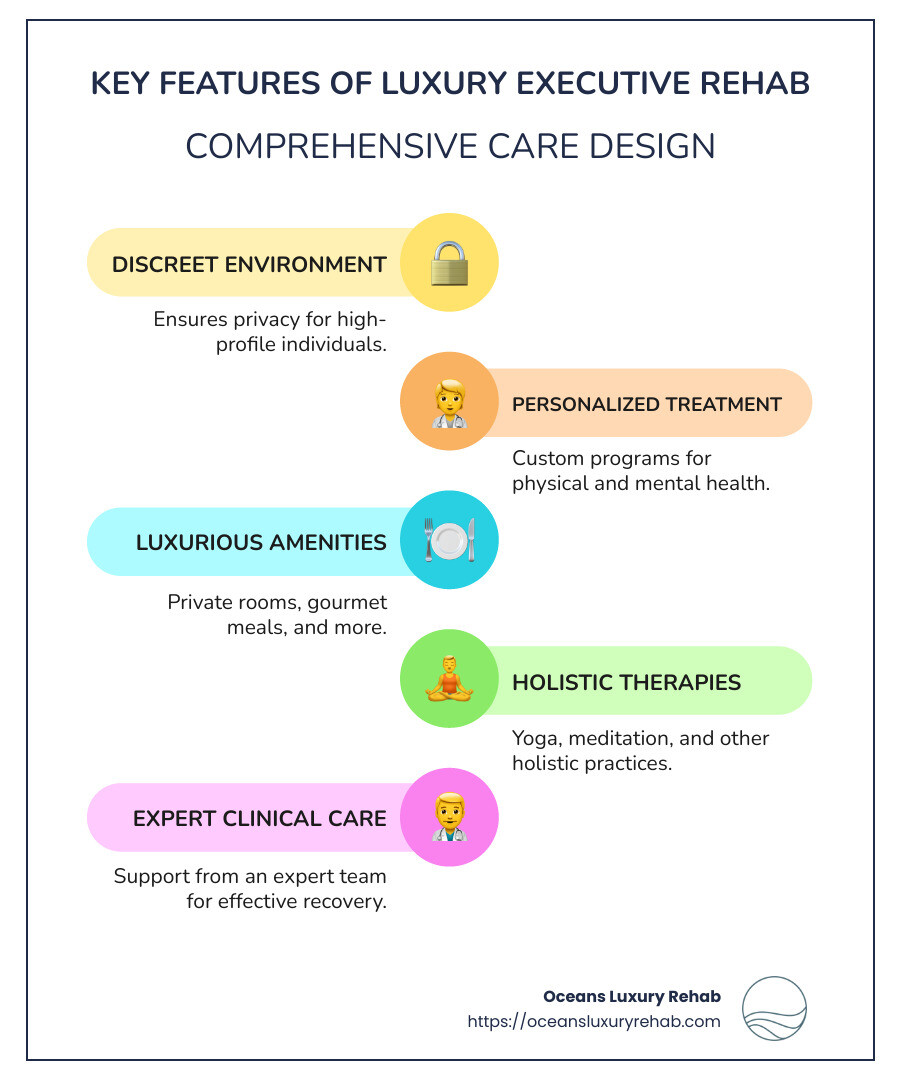 Luxury Executive Rehab Options - luxury executive rehab orange county infographic infographic-line-5-steps-colors