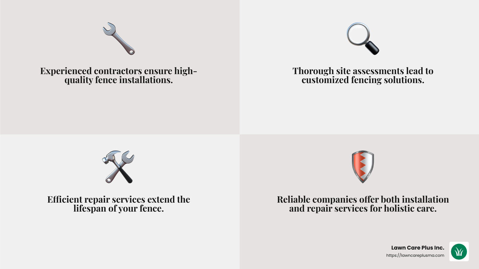 High-quality repair services are crucial for maintaining the integrity and appearance of your fence. - reliable fence company near me infographic 4_facts_emoji_grey