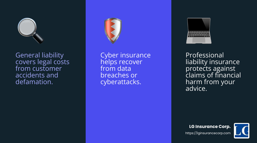 Professional liability insurance protects businesses from costly legal claims - business insurance agency miami infographic 3_facts_emoji_blue