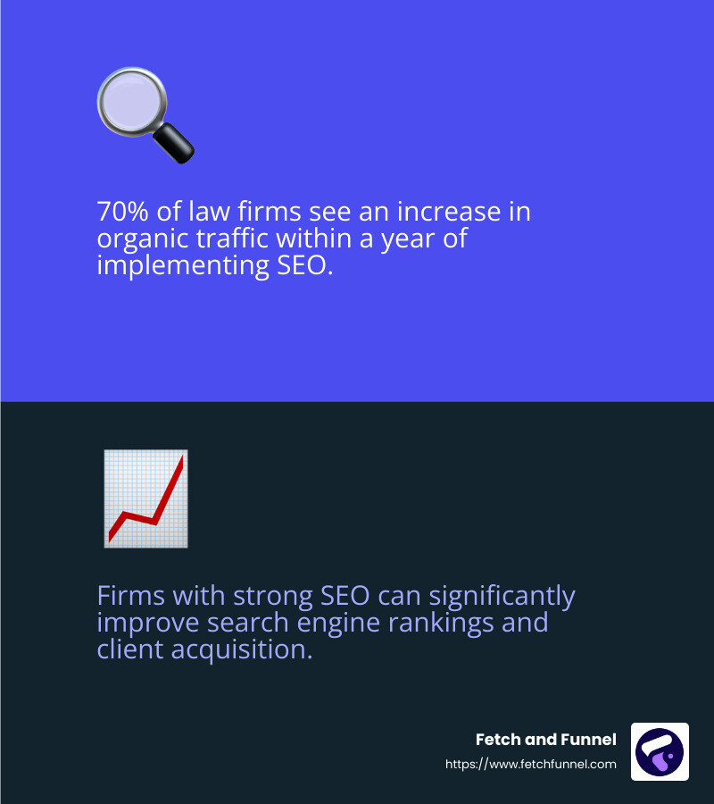 Statistic showing a 70% increase in organic traffic for law firms using SEO - law firm seo services infographic 2_facts_emoji_blue