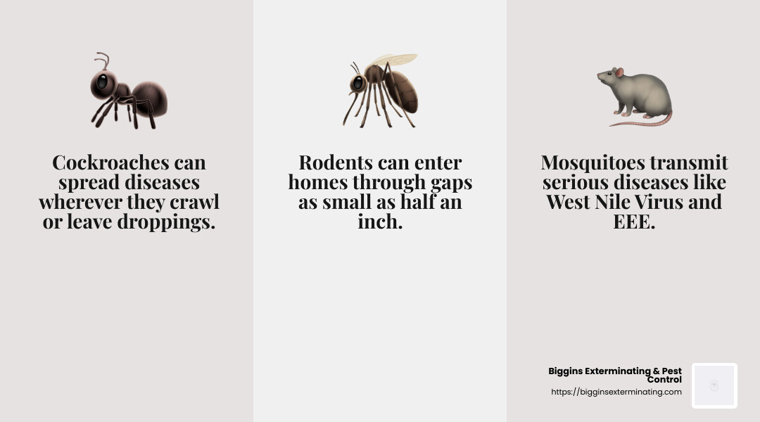Cockroaches can spread diseases wherever they crawl or leave droppings. - residential pest control wilmington ma infographic 3_facts_emoji_grey