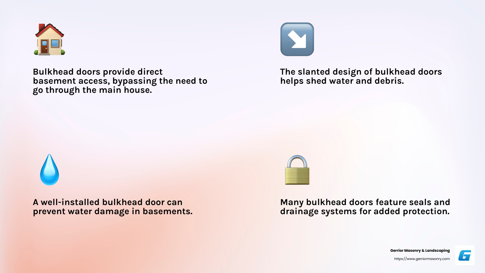 The Door to More: Understanding Bulkhead Doors 3 Water damage prevention with bulkhead doors - bulkhead door infographic 4_facts_emoji_light-gradient